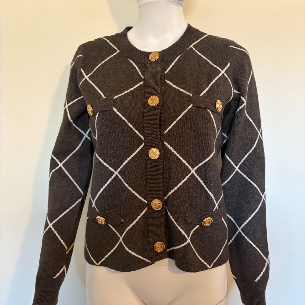 Carolyn Taylor Women's Cardigan Sweater with Gold Buttons